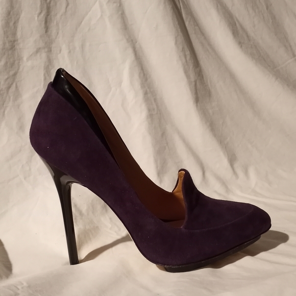 L.A.M.B. Shoes - L.A.M.B. Purple Suede Heels w/Exposed Platform